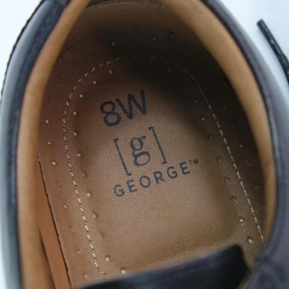George Black Leather Dress‎ Oxford Shoes Mens Size 8W
